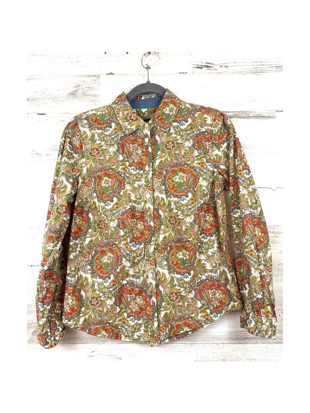 Talbots Womens 8 Petite Multicolor Lightweight Button Up Long Sleeve Shirt